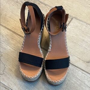 KAYLEEN By Los Angeles Black and Tan Espadrille Sandals